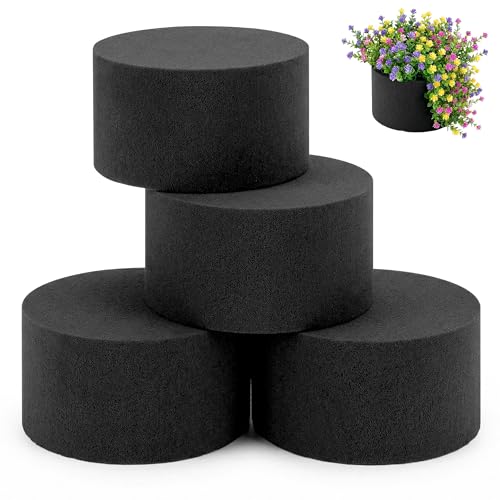 Reusable Floral Foam Round Blocks,Black Flower Foam Round for Artificial & Dried Flowers, Dry Floral Foams Styrofoam for Artificial Flowers (4 Pack, 5") - color: 4 Pack, size: Diameter 5"