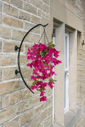 Artificial Hanging Flowers Bougainvillea, 2PCS UV Resistant Bougainvillea Silk Vine Flowers Fake Triangle Plum Blooming Faux Flower for Garden Porch Eave Wedding Wall Indoor Outdoor Decor (Rose Red) - color: Rose Red