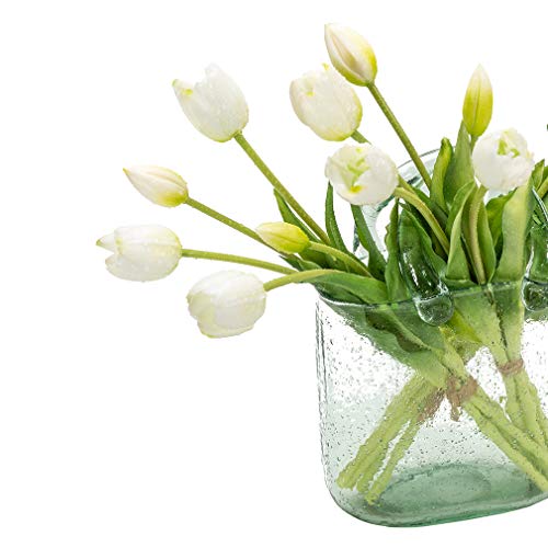 15pcs Artificial Tulips Flowers,Soft Touch Latex Bouquet, Fake Tulips Flowers,Spring Wedding Home Room Table Centerpiece Decor White Set - color: 15pcs White(no Vase)