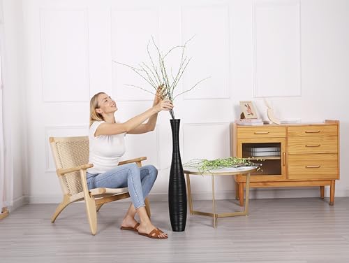 Leewadee Decorative Tall Floor Vase for Living Room Decor, 34 inches, Black, Resin - color: Black, size: 34 inches