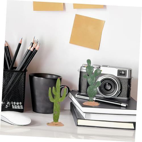 Simulated Cactus Adornments Set of 2 Lifelike Cactus Figurines 5.70X2.16X2.16 Inches Desktop Decor for Home Office Garden Accent