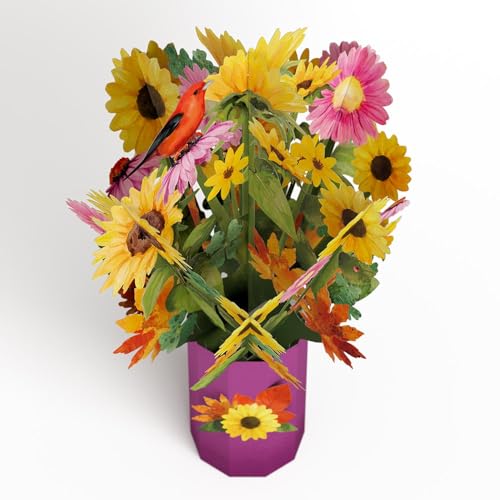 Lovepop Everyday Pop-Up Card for Her and Him - 3D Pop-Up Bouquet Greeting Cards for Men, Women - Sunflower - 12" x 8.5" Floral Bouquet - Blank Note Card Included - color: Golden Sunflower Bouquet