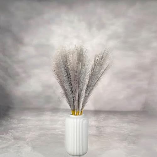 Artificial Faux Pampas Grass 8 Pcs Fake Artificial Adjustable Pampas Grass Variable Length Tall Fluffy Stems Table Vase Filler Centerpiece for Living Room Kitchen Decor Boho Decor Wedding-Light Grey - color: Lightgrey