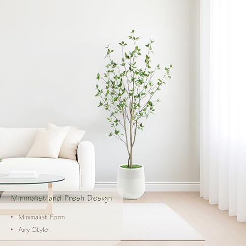 Bellacat 5ft Artificial Minimalist Citrus Tree with Lifelike Leaves, 60in Faux Citrus Tree with Realistic Trunks, Faux Tree Indoor Outdoor for Home Office Living Room Bedroom Porch Decor. - color: Black, size: 5ft