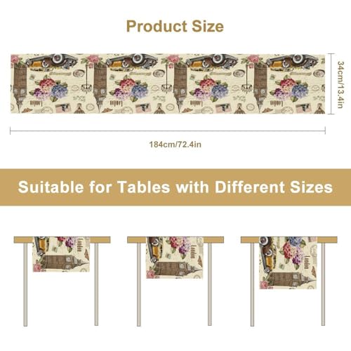 British Table Runner, Seasonal Vintage Floral England London Culture Element Coffee Table Center Decor for Home Kitchen Dining Patio Holiday Party Table Decorations 13x36 inches - color: Tr-england01, size: 13x36" Table Runner