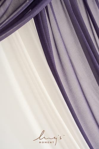 Ling's moment Purple Lilac Artificial Wedding Arch Flowers Kit Pack of 4, 2pcs Hanging Flower Arrangement 2pcs Chiffon Drapes Ceremony Reception Fake Rose Arbor Backdrop Floral Party Outdoor Decor - color: Prpl-lilac & Gold