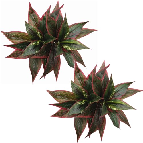 Artificial Agave Fake Plants, Faux Shrubs Grass Bushes Plant Plastic Flowers for Wedding Party Office Indoor Outdoor Room Yard Garden Greenery Leaves Decor Planter Filler DIY Decoration Red 4 Pack - color: Agave Grass/ Red / 4 Pack