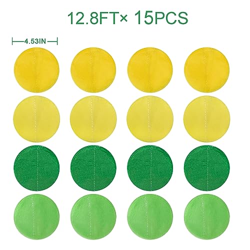 205Ft Yellow Green Party Decorations Ombre Green Yellow Circle Dot Backdrop Garland Tissue Paper Polka Dots Hanging Streamer for Spring Summer Birthday Engagement Wedding Bridal Shower Party Supplies - color: Ombre Yellow Green