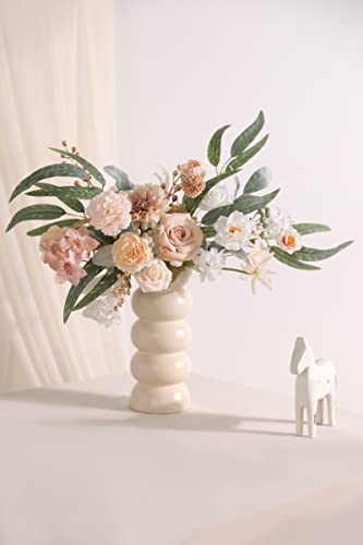 rongflower Artificial Flowers Combo Box Set Champagne Fake Flower Leaf Box with Stems for DIY Wedding Bouquets Centerpieces Arch Arrangement Baby Shower Party Home Decorations - color: Champagne White Coffee