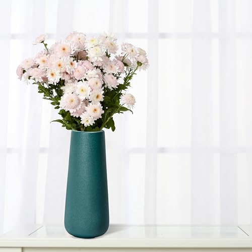 D'vine Dev 11 Inch Ceramic Flower Vase Textured Finishing, Minimalist Design for Kitchen, Bedroom, Living Room, Centerpieces, Office, Emerald Sandstone, VS-XH-C-2 - color: Emerald Sandstone, size: 11 Inch