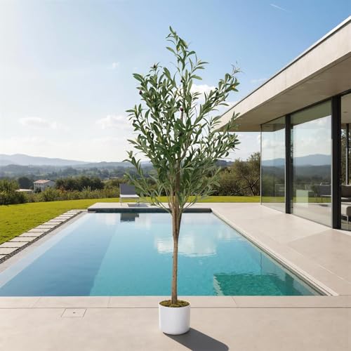 5.2FT Artificial Olive Tree with Lifelike Leaves & 34 Fruits, Potted Fake Plants for Office Home Bedroom, Artificial Plants Indoor Evergreen Faux Olive Tree for Modern Farmhouse Kitchen - size: 7in