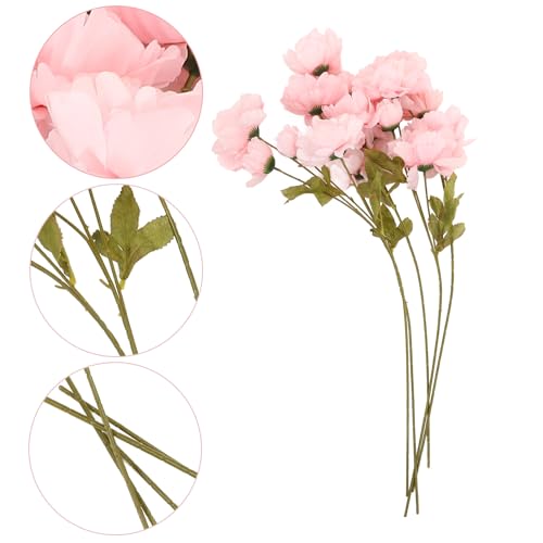 Alipis Artificial Peony Flowers Bouquet, 5pcs Pink Silk Peonies with Long Stems, Realistic Faux Flower Arrangement for Home Décor, Wedding Centerpieces, and Party Decorations
