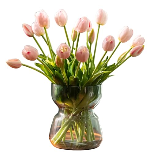 Avoeco 20Pcs Artificial Tulips Flowers Real Touch Latex – Faux Tulips Bouquet for Home Decor, Wedding Centerpieces, Spring Floral Arrangements, Fake Flowers for Vase Decoration (20, Pink Light) - color: Pink Light