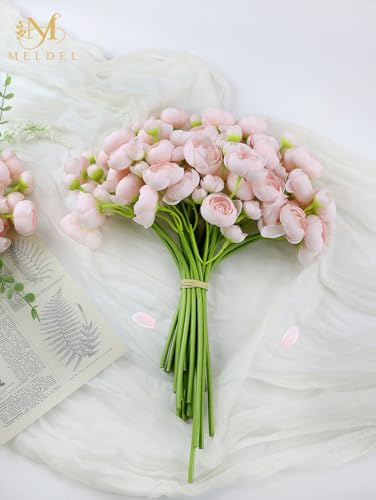 32Pcs Ranunculus Artificial Flower, Faux Silk Mini Ranunculus Flowers for DIY Bouquet, Bulk Fake Peony Wedding Filler Flowers for Centerpieces Arrangements Bridal Shower Decorations Light Pink - color: Light Pink