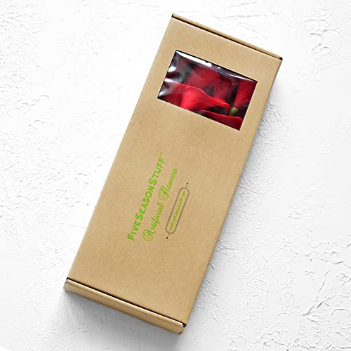 FiveSeasonStuff Real Touch Calla Lily Artificial Flowers Wedding Bridal Bouquet | Floral Arrangements | 15 Calla Lilies (Scarlet Red) - color: Scarlet Red