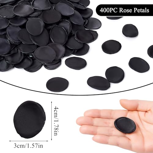 SITUMEIZI 400PCS Fake Black Rose Petals Artificial Silk Flower Black Petals for Romantic Night for Her Set Valentine's Day, Wedding, Proposal Anniversary Decorations - color: Black