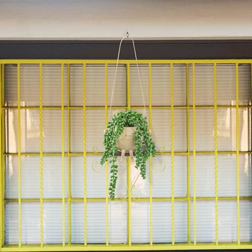 Artificial Hanging String of Pearls Succulent in Cute Smiley Face Swing Planter, Fake Trailing Succulent Plant for Indoor Outdoor Home Wall & Window Decor | Includes Hanging Hook - color: Hanging Succulents