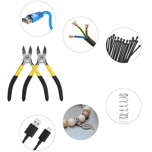 Mr. Pen- 5" Wire Cutters Bulk, 5 Pack, Precision Cutting Pliers | Ultra Sharp Wire Snips Wire Clippers, Diagonal Cutting Pliers for Jewelry Making Crafting, Wire Cutters Set - color: Yellow, Spring-loaded, size: 5 inch, 5 Pack