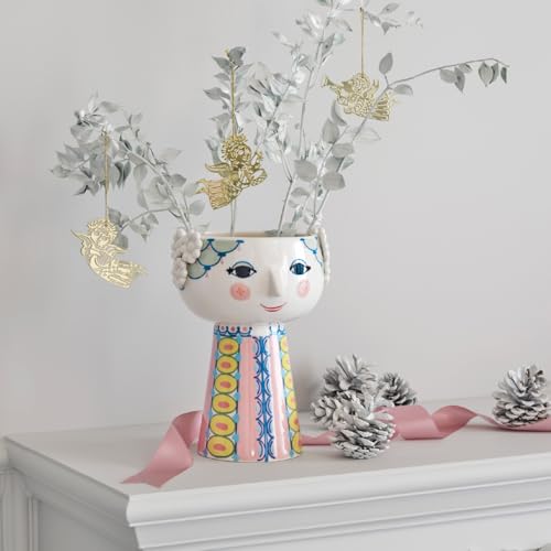 Bjørn Wiinblad Eva Vase | Hand-Painted Glazed Ceramic | Rose Pink | 9.3 in - color: Pink, size: Standard