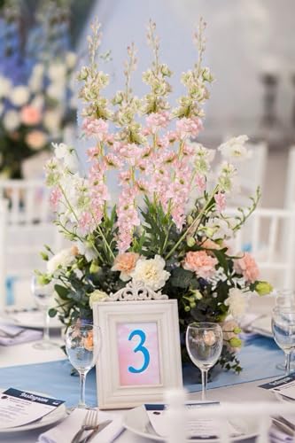 IPOPU 9Pcs Artificial Delphinium Pink Flowers Combo - 33.5" Clematis Greenery Stems, Long Stem Larkspur for Wedding Centerpieces, Bridal Bouquet, Home Party Table Decor - color: Pink