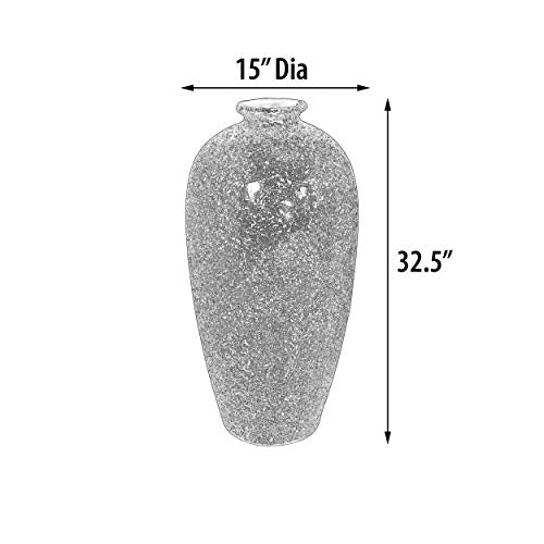 Glamorous Nilexus Vase Silver Mirrored Mosaic Glass Urn 32" H