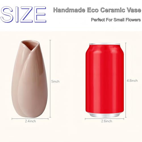 Simple Vase for Flowers Plants, Small Cute Flower Vase for Modern Table Shelf Home Decor Wedding Boho Decor, Farmhouse (6pc-HBP-Pink) - color: 6pc-hbp-pink