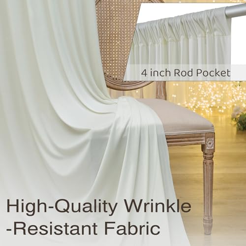 10x10ft Wrinkle Free Ivory Backdrop Curtains for Parties, 2 Panels 5x10ft Silky Polyester Photo Backdrop Drapes Back Drop Cloth Drapery for Wedding Birthday Photography Background - color: Ivory, size: 10ftx10ft