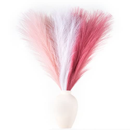 Faux Pampas Grass Decor, 18"/45cm Artificial Pampas Grass Fluffy 6 Stem pompous Grass Flower Arrangement for Boho Home Wedding Decoration (Blush,Cream,Pink) - color: A Blush & Cream & Pink