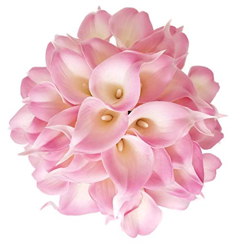 Floral Kingdom 20 Pack 14" Calla Lily Artificial Flowers – Real Touch Blush Pink Latex Faux Flowers for Home Decor, Table Centerpieces, Living Room and Weddings - color: Blush Pink