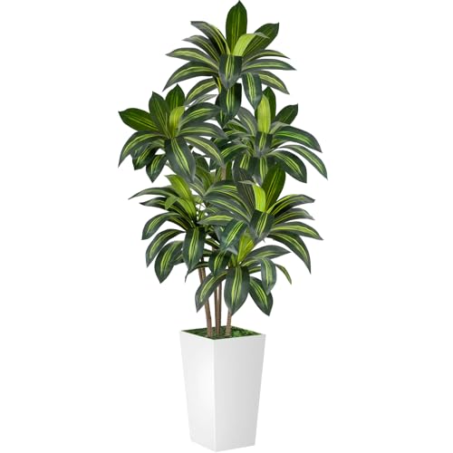 VIVATREES Dracaena Tree 6FT Artificial, 72in Tall Faux Dracaena Tree with 15.7 White Planter, Fake Potted Tree for Indoor & Outdoor Home Office Decor - style: 6ft-white