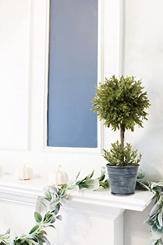17 Inch Artificial Boxwood Topiary Tree Faux Topiary Trees Artificial Potted Shrubs with Galvanized Pot for Porch,Home,Garden Decor Farmhouse Decor Indoor & Outdoor Use - Set of 2 - color: 17 Inch #02