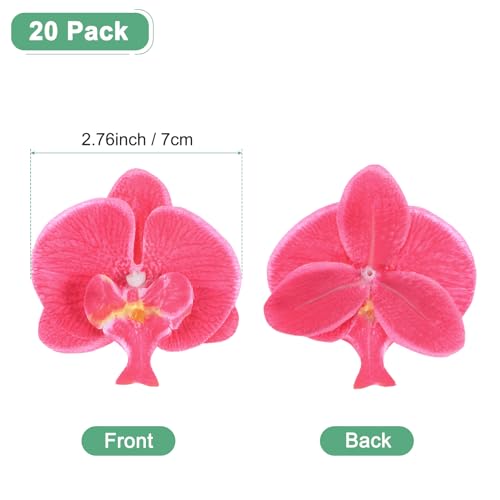 M METERXITY 20-Pack Artificial Orchid Flower Heads, Silk Faux Butterfly Flowers Head for Wedding/Bouquet/Bridal/Party Decor, Fake Phalaenopsis Petals Bulk [2.76 Inch, Rose Red] - color: Rose Red, size: 2.76 Inch