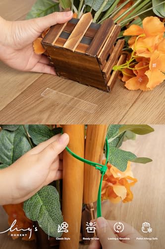 Ling's moment 17.5" Tall Standing Artificial Flowers Arrangements 2 pcs Wedding Aisle Runner Chair Decorations Terracotta & Burnt Orange Centerpieces for Ceremony Reception Rose Floral Party Outdoor - color: Terracotta & Burnt Orange