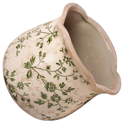 Xiaan Jiaju Vintage Ceramic 6.11'' Plant Pots, Decorative Vase for Indoor Garden, Room & Home Decor, Sage Beige - color: Sage Beige