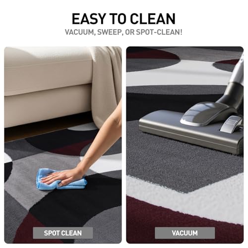 Rugshop Burgundy Large Area Rug, Modern Circle Design, Non-Shedding, Cozy Upgrade for Living Room, Dining Room and Open Spaces, 7'10" x 10'2" - size: 7'10" x 10'2" (Rectangular)