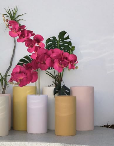 36.22 Inch Orchids Artificial Flowers 6 PCS Fake Orchids Velvet Silk Orchids Faux Orchid Flowers Long Stem Artificial Flowers for Tall Vase for Home Wedding Decoration(Fuchsia) - color: Fuchsia