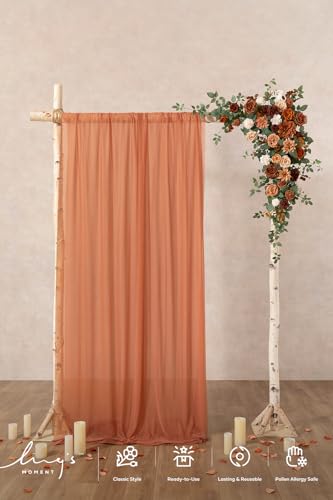 Ling's moment Wedding Arch Flowers - 6.5FT Floral Garland for Ceremony Arbor Backdrop Decoration - Artificial Rose Floral Swag for Sweetheart Table Birthday Party, Baby Shower, Terracotta Orange - color: Or-sunset Terracotta