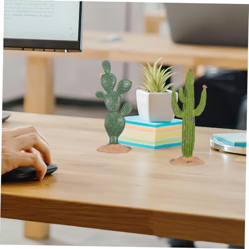 Simulated Cactus Adornments Set of 2 Lifelike Cactus Figurines 5.70X2.16X2.16 Inches Desktop Decor for Home Office Garden Accent