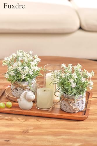 Fake Plants Small with 2 Pack, The Sunflower for Bathroom Shelf Decor, Decorative Plants for Home Living Room Office Bedroom Table Tray Shelve Farmhouse Decor Indoor(White Floral) - color: White Floral
