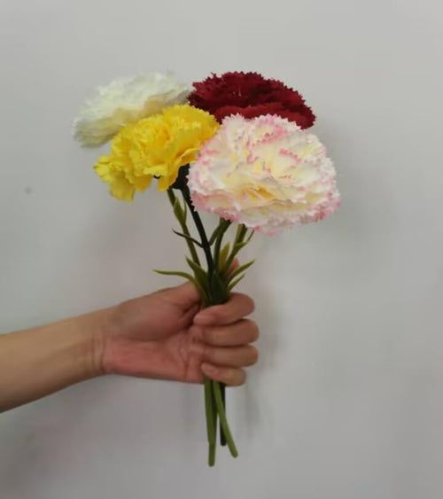 10 Stem Artificial Flowers Carnations Bouquets,11inch Real Touch Flowers with Stems,Silk Petals Fake Flowers Forever Plants for Wedding Flower Bouquet Centerpieces Bridal Shower Birthday (yellow) - color: Yellow
