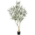 LYERSE Olive Trees Artificial Indoor - Faux Olive Tree 7ft with Large Olive Branches and Lifelike Fruits - Fake Olive Tree for Modern Home Office House Living Room Decor - size: 7ft