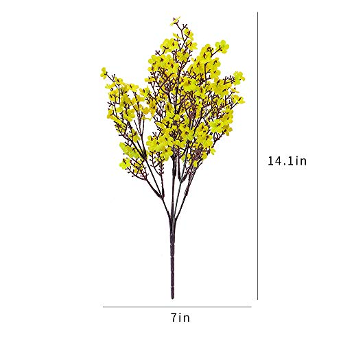 6PCS Artificial Baby Breath Flowers Fake Silk Real Touch DIY Floral Bouquets Decor Wedding Party Decoration Arrangements(Yellow) - color: Yellow