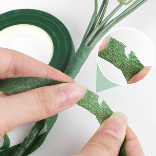 DECORA Floral Paper Tape 1/2 x 30 Yards Premium Quality Flower Stem Wrap Tape for Bouquet Stem Wrapping and Floral Crafts (Dark Green - 2 Packs)