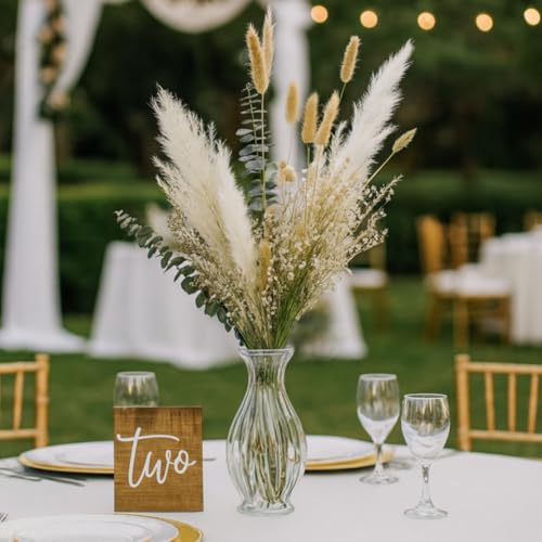 Musunny Natural Dried Flower Bouquet,17" Dried Flowers for Vase,Dried Floral Arrangements for Boho Farmhouse Home Décor Indoor with Pampas(Green) - color: Green