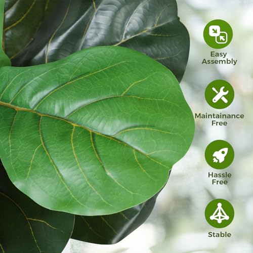 Jocoevol Artificial Fiddle Leaf Tree, 6ft Faux Plant Fake Ficus Lyrata Trees with White Planter - Perfect for House, Office, Living Room Indoor Home Decor, Ideal Housewarming Gift - color: 6ft, size: 6ft
