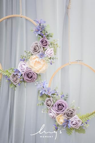 Ling's moment Artificial Roses, Dusty Violet & Pale Lavender, 3 Inch 50 Pcs | Foam Material, With Stems, DIY Floral, Wedding/Party Decor, Centerpieces/Bouquet - color: Pr- Dusty Violet & Pale Lavender, size: 50Pcs