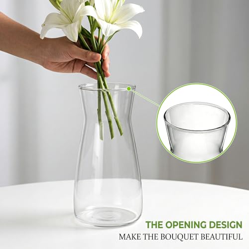 8 inch Flower Vase,Set of 2 Glass Vases for Flowers,Clear Glass Flower Vase for Centerpieces Table,Flower Bouquet Decoration,Wedding Decor Gift,Birthday,Living Room,Dining Table - color: Clear