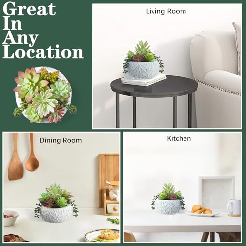 6 Inch Artificial Succulent Plant in White Ceramic Pot - Realistic Fake Succulent for Home Office Desk Bathroom Decor Coffee Table Decor - color: White, size: 6inch