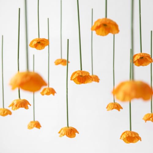 12 Pack 5 ft Artificial Poppy Flowers Hanging Garland Decorations Orange Poppy from Ceiling Dangling Faux Floral Vine Strings with Hook for Wall Ceiling Wedding Home Decor - color: Orange