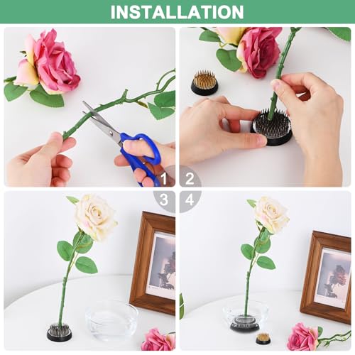 M METERXITY Flower Frog 2.05" x 1.34" Rectangle Copper Floral Arranger Pins Ikebana Holder W Rubber Base for Flower Arrangements/Craft Plant/Home Decor, Floral Kenzan Fixed Tool [1.1cm Pins] - size: 2.05" x 1.34"